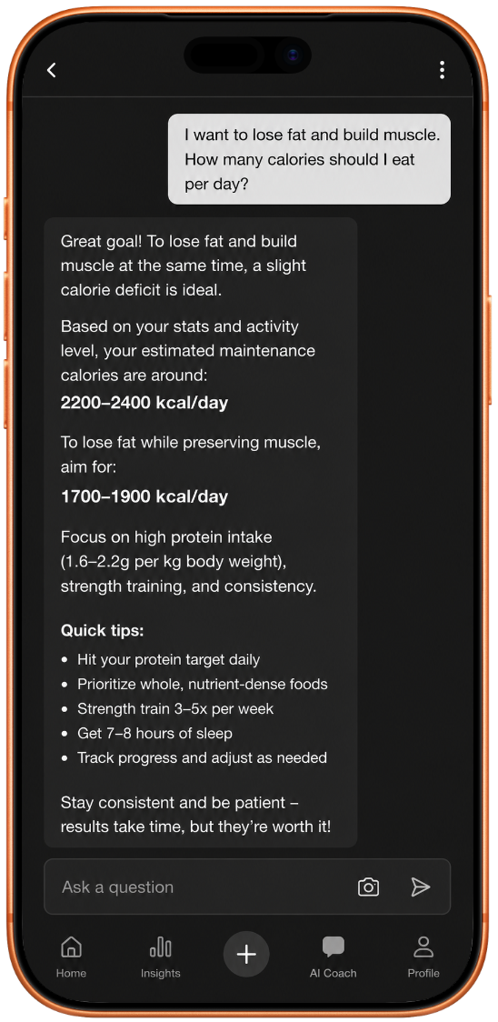 Eazycal AI nutrition coach on iPhone