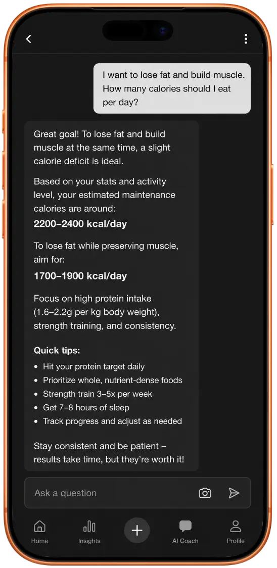 Eazycal AI nutrition coach on iPhone